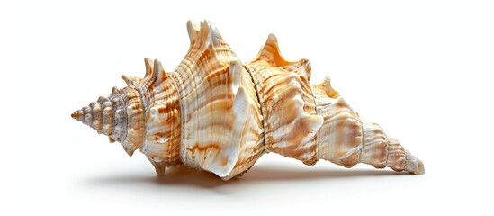 Wall Mural - Sea shell with spines on a white background and clipping path.