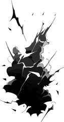 Wall Mural - a drawing line art comic manga effect lightning power thunder, isolate with white background generate AI