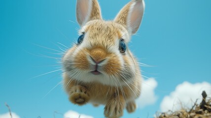 Wall Mural - A sweet bunny looks curious