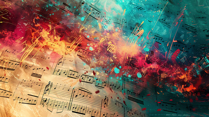 Wall Mural - symphony of elements: musical fusion with nature and fire
