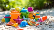 Plastic Beach Toys On The Beach Sand
