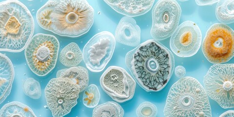 Poster - A variety of different types of jellys arranged on a blue surface. Perfect for food-related projects or vibrant and colorful designs