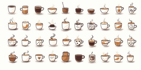 Poster - A collection of coffee cups featuring different types of coffee. Perfect for coffee lovers and cafes