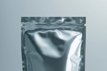 Aufkleber - A silver foil bag placed on a clean white surface. Suitable for packaging, branding, or product presentation