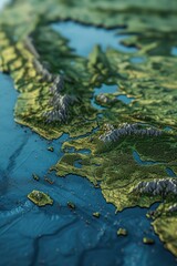Poster - A detailed close-up view of a map of Europe. Ideal for illustrating geographical concepts and travel-related content