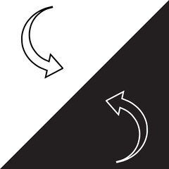 Poster - Curved arrow icon vector. Arrow pointer icon sign symbol in trendy flat style. Arrow right left vector icon illustration isolated on white and black background