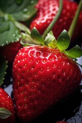 Aufkleber - A close-up view of a bunch of juicy and vibrant strawberries. Perfect for food and nutrition-related projects
