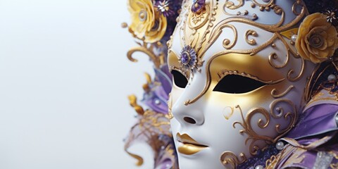 Poster - A close-up view of a mask on a plain white background. Ideal for use in theater productions or costume parties