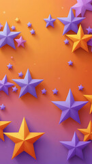 Canvas Print - Screen background from Star shapes and orange