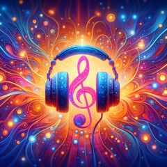 Wall Mural - Headphone logo that represents fun and entertainment.