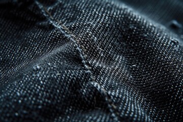 Poster - A detailed close-up shot of a piece of denim fabric. Versatile and stylish, this image can be used in various design projects