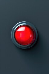 Poster - A simple and minimalist image of a red button placed on a sleek black surface.