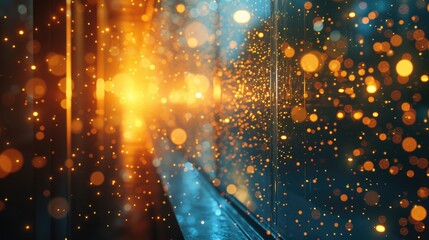 Aufkleber - Blurry photo of raindrops on a window. Can be used to depict a rainy day or to create a soft, dreamy atmosphere