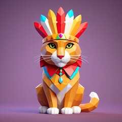 Poster - low poly animal cat cosplay human character