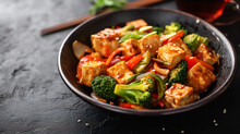 Tofu Stir Fry With Vegetables Broccoli And Bell Peppers