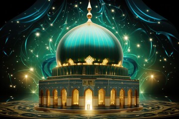 Aufkleber - A large blue dome with a golden dome on top. Suitable for architectural designs and religious themes