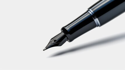 Poster - Fountain pen with a black nib resting on a white surface. Versatile image suitable for various applications