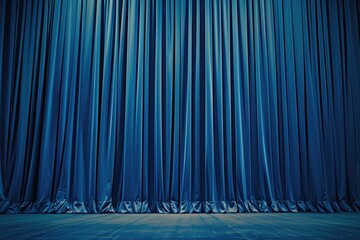 Aufkleber - A stage with blue curtains and a wooden floor. Perfect for theater performances and presentations