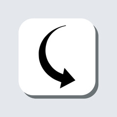 Poster - Curved arrow icon vector. Arrow pointer sign symbol in trendy flat style. Arrow right vector icon illustration in square isolated on gray background