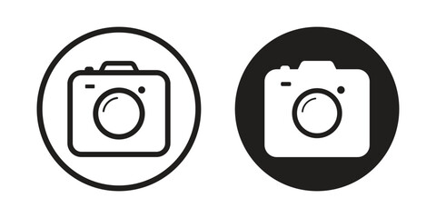 Poster - photography camera icon button for apps and websites, vector symbol on transparent background.