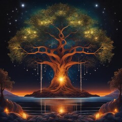 Yggdrasil the world tree illustration