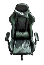An Isolated Black Office Chair With A Sleek Black Leather Seat, Ideal For Professional And Comfortable Office Environments.