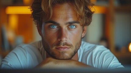 Aufkleber - Cropped image of a handsome young businessman at work on his laptop looking thoughtful.