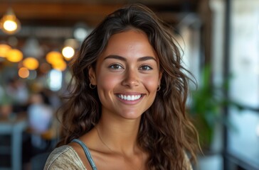 Wall Mural - Portrait of young beautiful woman at the office