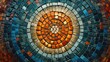 © Zain Graphics - A circular mosaic tile wall with intricate design