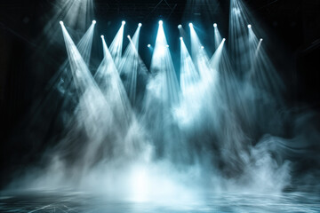 Poster - Spotlight and smoke on stage. Background image. Created with Generative AI technology