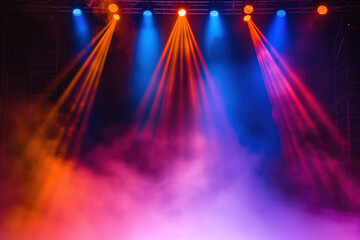 Poster - Spotlight and smoke on stage. Background image. Created with Generative AI technology