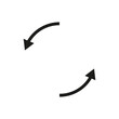 Two arrows rotating in a circle. Pair semicircular thin arrows. Following each other. Vector symbol.
