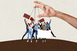© deagreez - Collage poster young people fight strike demonstration activism against propaganda loudspeaker proclaim control marionette authority power
