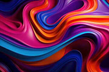 Wall Mural - Abstract 3d colorful fluid shape on black background banner, Colorful Wavy Liquid Background