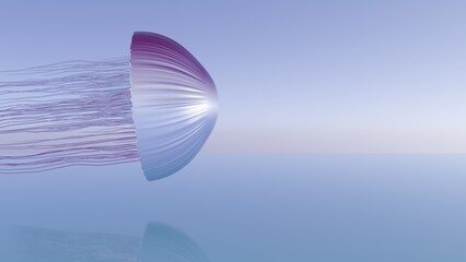 Aufkleber - A surrealistic composition featuring a jellyfish with tentacles that transform into delicate, floating ribbons, creating a sense of grace and tranquility.