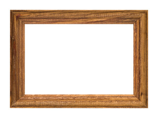 Wall Mural - Horizontal wooden photo frame isolated on transparent background, PNG clip-art.