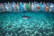 A graceful fish navigates through a sea of plastic bottles, a poignant reminder of the devastating impact of pollution on our aquatic world