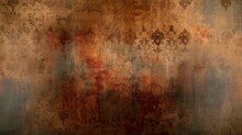 Worn Wall Texture - Weathered Wallpaper - Baroque Pattern In Decay - Old-fashioned Charm - Vintage, Background, Backdrop, Copy Space, Mural, Interior, Decoration, Style, Art, Wall Art, Damask