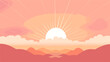 Vector scene of a sunrise  highlighting the sun's rays breaking through the horizon  creating a visually enchanting and hopeful composition. simple minimalist illustration creative
