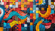 © Thiyanga - Vivid mosaic: diverse patterns, shapes symbolizing uniqueness. Vibrant colors skillfully arranged, forming a cohesive, diverse visual, celebrating standing out, beauty in uniqueness from the crowd.