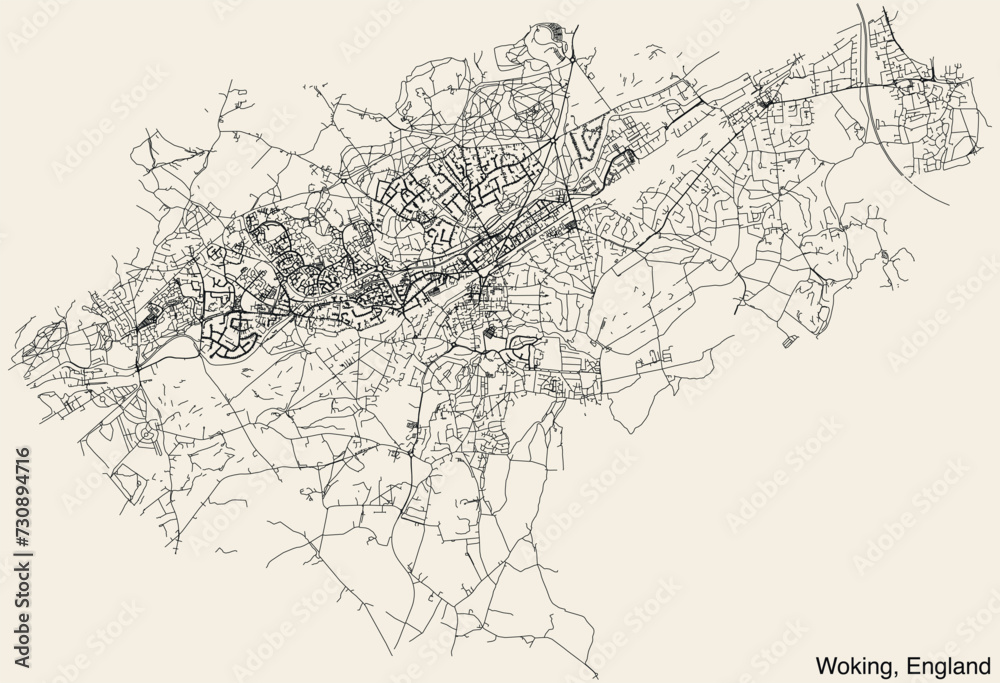 Detailed hand-drawn navigational urban street roads map of the United ...