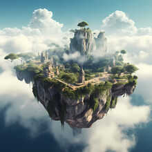 Surreal Floating Islands In The Sky