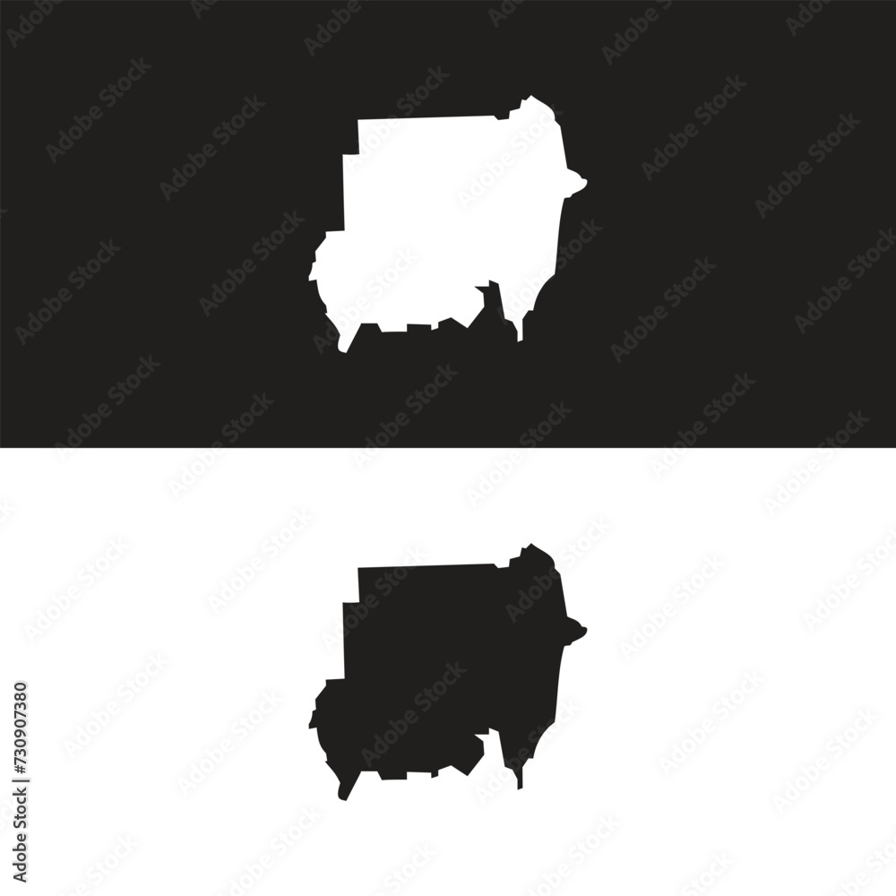 sudan map - High detailed Black map with counties/regions/states of ...