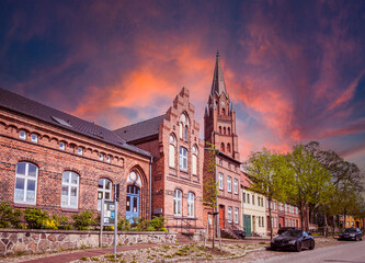 Wall Mural - Town church in Roebel on the Mecklenburg Lake District