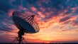 © buraratn - silhouette satellite dish telecom network at sunset communication technology network