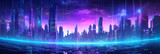 Fototapeta  - Cyberpunk Cityscape with Neon Glow
