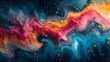 The dynamic flow of cosmic energy, with swirling nebulas and star clusters creating a vibrant abstract background
