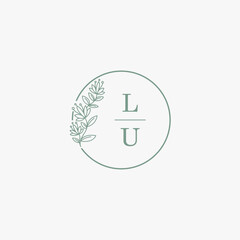 LU initials wedding monogram logo vector