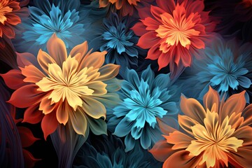 Poster - Beautiful fractal flowers background