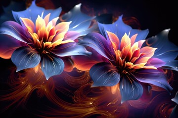 Poster - Beautiful fractal flowers background